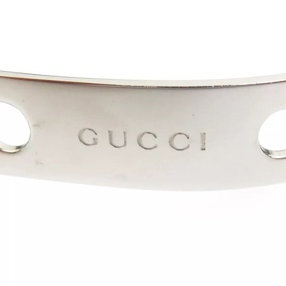 Auth GUCCI Interlocking G Bracelet Green/Silver Leather/Stainless Steel h30825f - Picture 6 of 9
